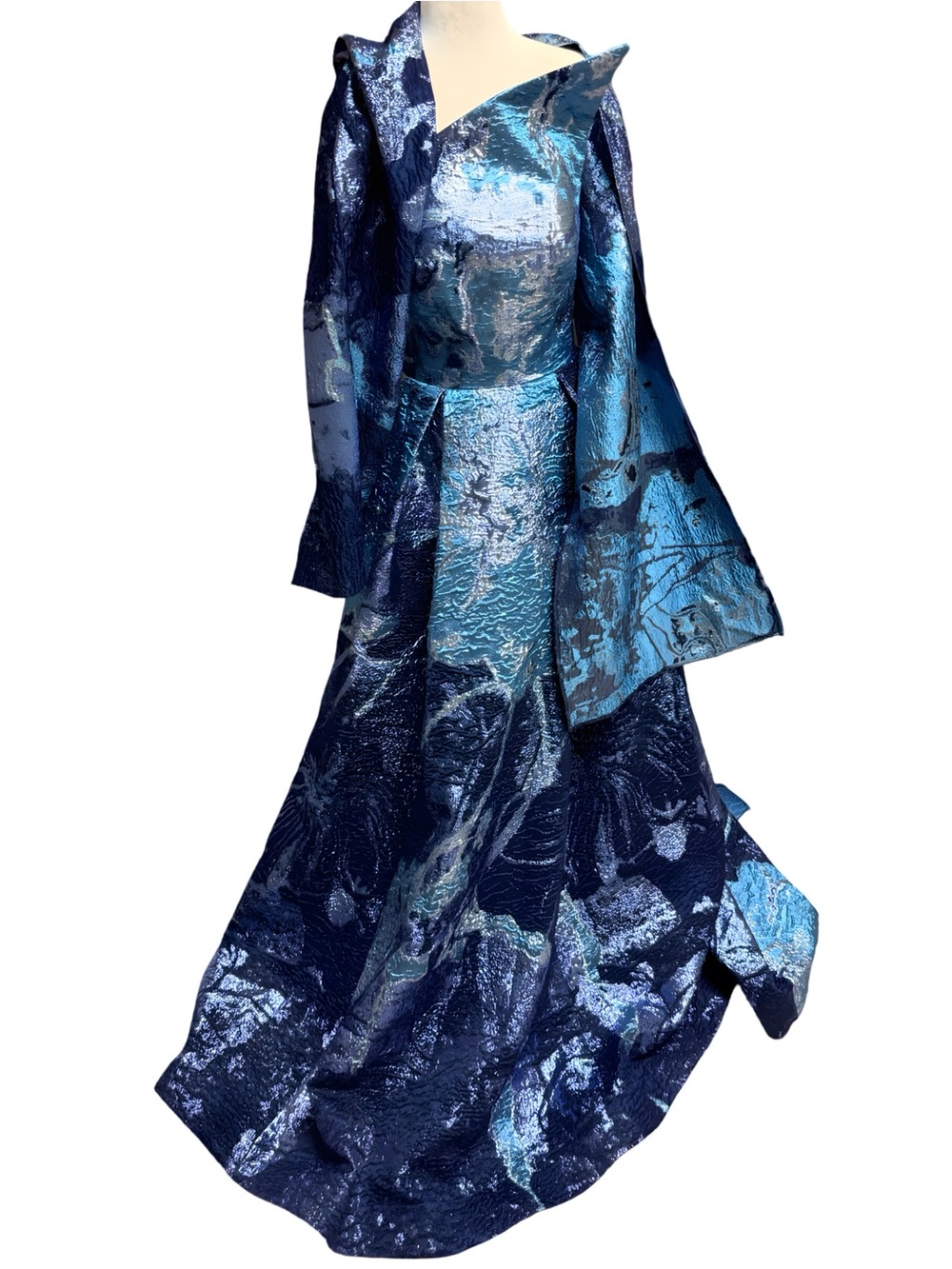 Jovani Strapless Metallic Couture Gown & Matching Shawl NWT One of a Kind Size 4 - Picture 4 of 16